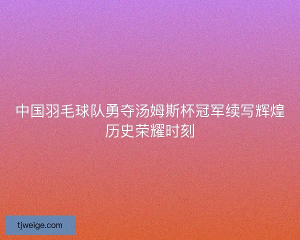 中国羽毛球队勇夺汤姆斯杯冠军续写辉煌历史荣耀时刻